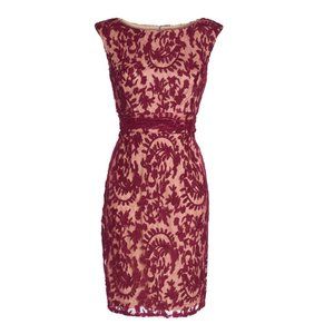 ADRIANNA PAPELL Berry Lace Overlay Sheath Dress